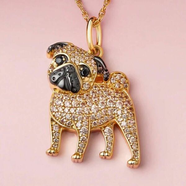 新品 パグ ブルドッグ 犬 ネックレス ペンダント アクセサリー ジュエリー 開運