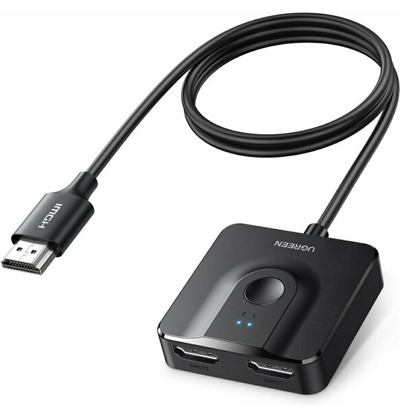 UGREEN HDMI 切り替え器 HDMIセレクター 2入力1出力 双方向 4K 60Hz HDCP 2.2/HDMI 2.0 【HDMIケーブル一体型】 手動 電源不要 PC Xbox PS4