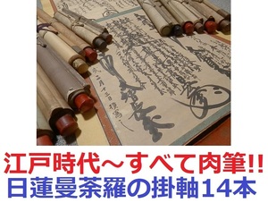 江戸時代～すべて肉筆!!南無妙法蓮華経・梵字・花押【日蓮曼荼羅の掛軸14本＋オマケ】掛け軸 仏教美術 日蓮宗 骨董古美術