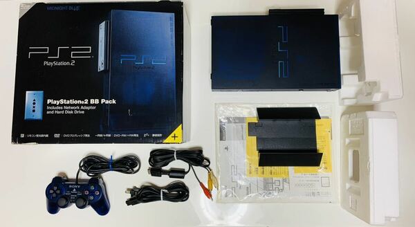 SONY PlayStation 2 ps2 SCPH - 50000 MB BB pack 40gb HD + network adapter - midnight blue