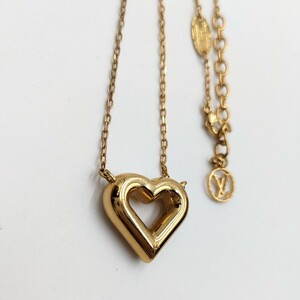  beautiful goods | rare *LOUIS VUITTON Louis Vuitton necklace accessory Heart Gold LV&V M61136 lady's chain top pendant 