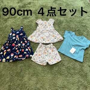 90cm 4点セット 女の子 ワンピース セットアップ 子供服 トップス キッズ 子供 Tシャツ まとめ売り夏服