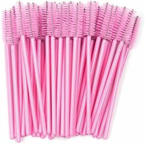  pink brush matsuek eyebrows brush I make-up mascara brush screw brush 100 pcs set eyelashes brush disposable 