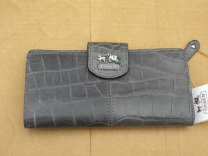 COACH Madison Embossed Crocodile Travel Skinny Wallet Coach crocodile type pushed . long wallet gray Style 4663