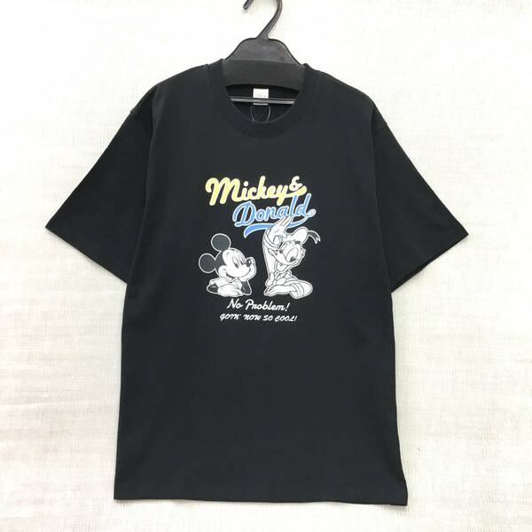 【新品】綿100％ 半袖Ｔシャツ Lサイズ 丈長 送料無料 メンズ レディース ユニセックス ディズニー Disney ブラック 日本国内販売許可品