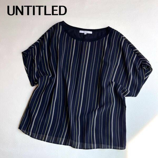 アンタイトル UNTITLED 44 トップス　ブラウス　半袖　シャツ　カットソー ネイビー　紺色　2L 3L 4L