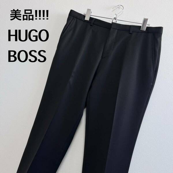 美品　ヒューゴボス　HUGO BOSS パンツ　スラックス　ブラック　黒　M L 