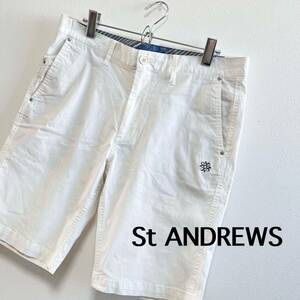 St ANDREWS パンツ　ショートパンツ　ハーフパンツ　ゴルフパンツ　L ホワイト　白　セントアンドリュース