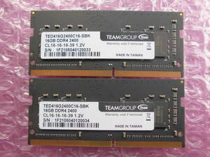 248 TEAM GROUP Note for 16GB PC4-2400T 2 pieces set operation OK