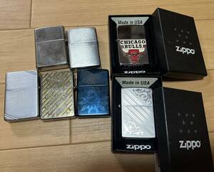 ジッポー ZIPPO まとめ売り 7本 喫煙具 USA製 喫煙グッズ ラッキーセブン シカゴブルズ 東方プロジェクト チルノ シルバー 