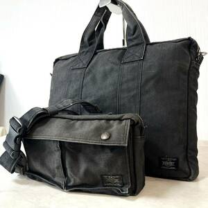 PORTER business bag waist bag canvas hand black black men's Porter Yoshida bag 2 point set set sale 