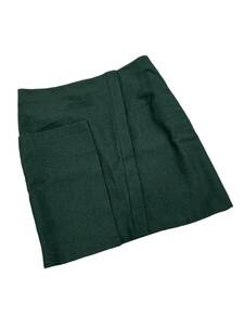 [ unused goods ]LES PRAIRIES DE PARIS Rouge vif skirt wool bottoms deep green dark green Abahouse 