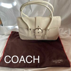  Coach tote bag handbag Mini Boston all leather white group storage bag attaching 