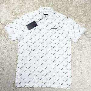 新品　BRIEFING ブリーフィング　モノグラム　ストレッチ　GOLF　星条旗　総柄　tシャツ　ゴルフ　総柄　モックネック　ハイネック　半袖