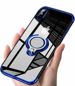 iPhoneXケース　iPhoneXSケース リング付き　全面保護 耐衝撃 スマホケース TPU 薄型 透明 軽量 アイフォン