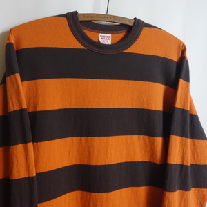 【FREEWHEELERS フリーホイーラーズ L/S ボーダーTシャツ L】BLACK×CRIMSON 2225015 ホリゾンタルストライプ HORIZONTAL STRIPED L/S TEE