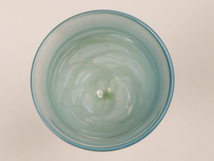 nQTJ ガラス作家 細井基夫 グリーン 水玉 ワイングラス ボルドー 水出しコーヒー アイスコーヒーグラス_画像4