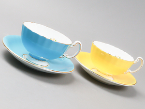 rgf Aynsley kote-ji garden cup & saucer 2 customer 160ml turquoise yellow beautiful goods 