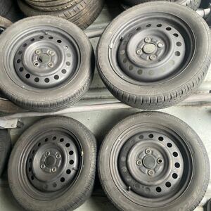 165/55R14　鉄ホイールセット　ブリヂストン エコピア　NH100C 14X4.5J　PCD100　4H　ハブ径54mm 残溝有り　2017年製