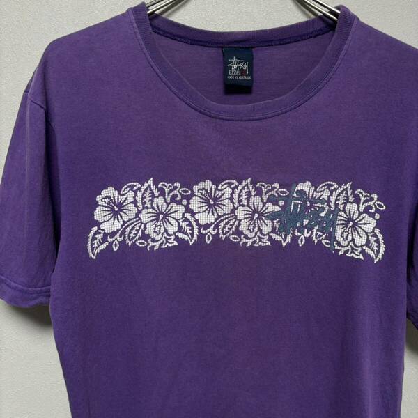 OLD stussy オールド ステューシー Tシャツ shirt ハイビスカス 12 パープル 紫