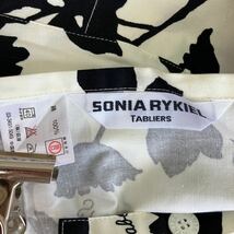 未使用 保管品 SONIA RYKIEL TABLIERS ソニアリキエル 後ろ結びエプロン モノトーン 花柄 両脇ポケット レディース 奥様エプロン コットン_画像8