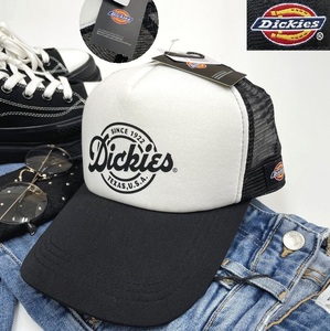 未使用品 Dickies ホワイト×ブラック メッシュキャップ メンズレディース カジュアルアメカジアウトドアゴルフジム ロゴタグ ディッキーズ