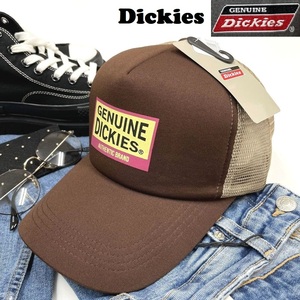 未使用品 Dickies ブラウン メッシュキャップ メンズレディースカジュアルアメカジアウトドアゴルフジム タグ プリントロゴ ディッキーズ