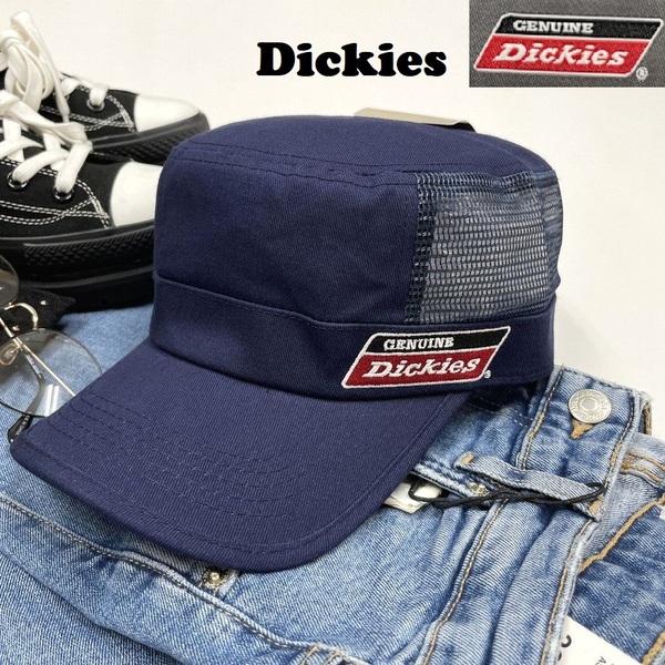 未使用品 Dickies ネイビー メッシュワークキャップ メンズレディース カジュアル アウトドアキャンプゴルフ タグ ロゴ刺繍紺 ディッキーズ