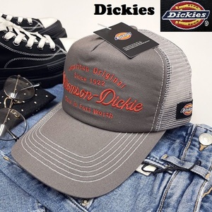 未使用品 Dickies グレー メッシュキャップ 野球帽 アウトドア キャンプ レッド系刺繍帽子バイクトラックゴルフスポーツ 春夏 ディッキーズ