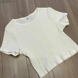 UNIQLO ユニクロ　リブクロップドT 半袖　 Tシャツ　 カットソー　レディース　 トップス　XL