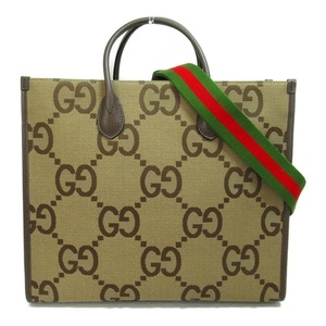 Jumbo GG Tote Bag 678839 UKMDG 2570 （Camel/Ebony GG Canvas）