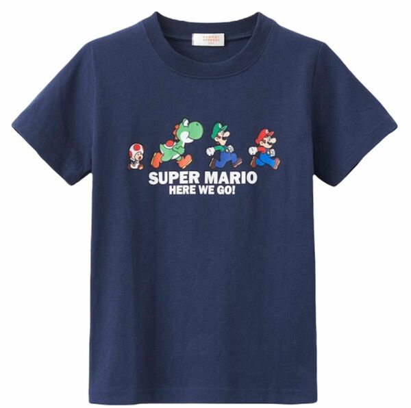 スーパーマリオ 半袖Tシャツ カットソー マリオ ルイージ ヨッシー キノピオ ネイビー 110cm 子供 キッズ