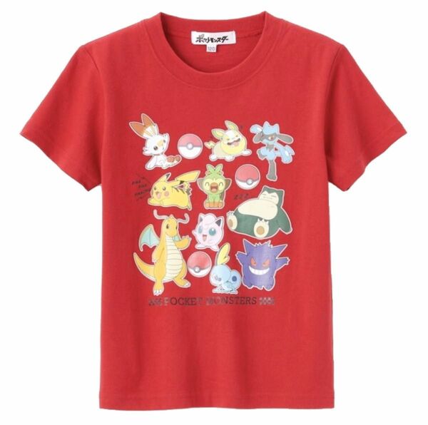 ポケモン 半袖 Tシャツ ヒバニー ワンパチ リオル ピカチュウ サルノリ カビゴン カイリュー プリン メッソン レッド 130