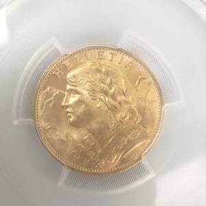 【特年号/稀少/準最高鑑定】1926年 スイス 金貨 PCGS MS66 20フラン アルプスと少女 ブレネリ アンティーク 美品 ゴールド 投資 資産保全