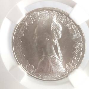 【高鑑定/人気】1967年 イタリア 銀貨 NGC MS65 500リラ ルネッサンス 女性像 モダンコイン コレクション シルバー 銀投資 