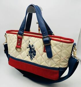 衝撃プライス！『ファン待望モデル！』【U.S.POLO ASSN.】ハンドルレザー マルチキルティング ワイドミニショルダーバッグ/L96