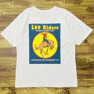 衝撃プライス！『入手困難希少90~00s オールド！』【Lee リーライダース バッグプリント】古着 半袖Tシャツ/トップス【L/ホワイト】K37