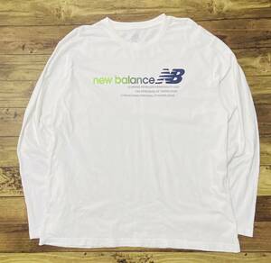 衝撃プライス！『アスリート待望！』【New balanceニューバランス ロゴプリント】長袖Tシャツ ロゴカットソー/ホワイト/L42