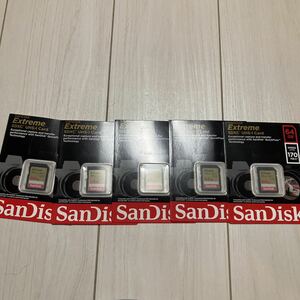 5枚セット　SanDisk SDカード 64GB SDXC Class10 UHS-I U3 V30Extreme SDSDXV2-064G-GHJIN