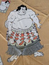 丹後ちりめん！昭和レトロ？相撲(力士)…風呂敷(65.5x66cm)_画像4