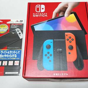 【新品未開封】Nintendo Switch 有機ELモデル Joy-Con (L) ネオンブルー / (R) ネオンレッド 任天堂 ニンテンドースイッチ 保護フィルム付の画像1