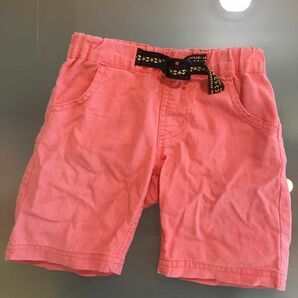 ピンク　麻５５％綿４５％　９０㎝　夏　ハーフパンツ　半ズボン　サーモンピンク