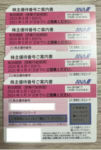 ANA 株主割引(優待)券 4枚　2024/6/1～2025/5/31