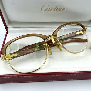 廃盤品 希少 Cartier メガネ マルメゾン ウッドテンプル 度入り カルティエ 眼鏡 アイウェア ウッド