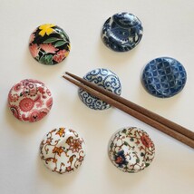 箸置き　7点セット　花柄　ペイズリー柄　おはじき型　陶器　まとめ売り　_画像1