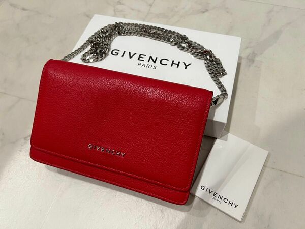 【値下げ】GIVENCHY ジバンシー パンドラ チェーン ウォレット ゴートスキン 斜め掛け ショルダーバッグ