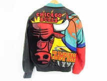 JEFF HAMILTOM レザージャケット ジェフハミルトン CKICAGO BULLS NBA シカゴ ブルズ アウター 希少 ヴィンテージ バスケ 中古品★100417_画像2