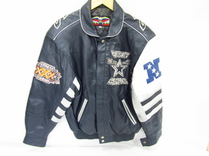 JEFF HAMILTON レザージャケット ジェフハミルトン COWBOYS SUPER BOWL CHAMPIONS NFL JH DESIGN 希少 スタジャン 中古品 ◆100423