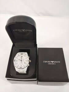  box attaching Emporio Armani Emporio * Armani AR-1424 SS white face quarts men's wristwatch over . koma equipped 