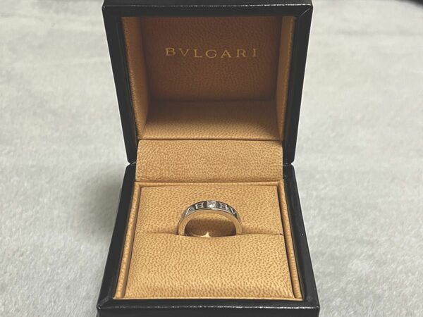 【6.3g】BVLGARI ブルガリ ダブルロゴリング K18WG 10号 ダイヤ　指輪　ホワイトゴールド